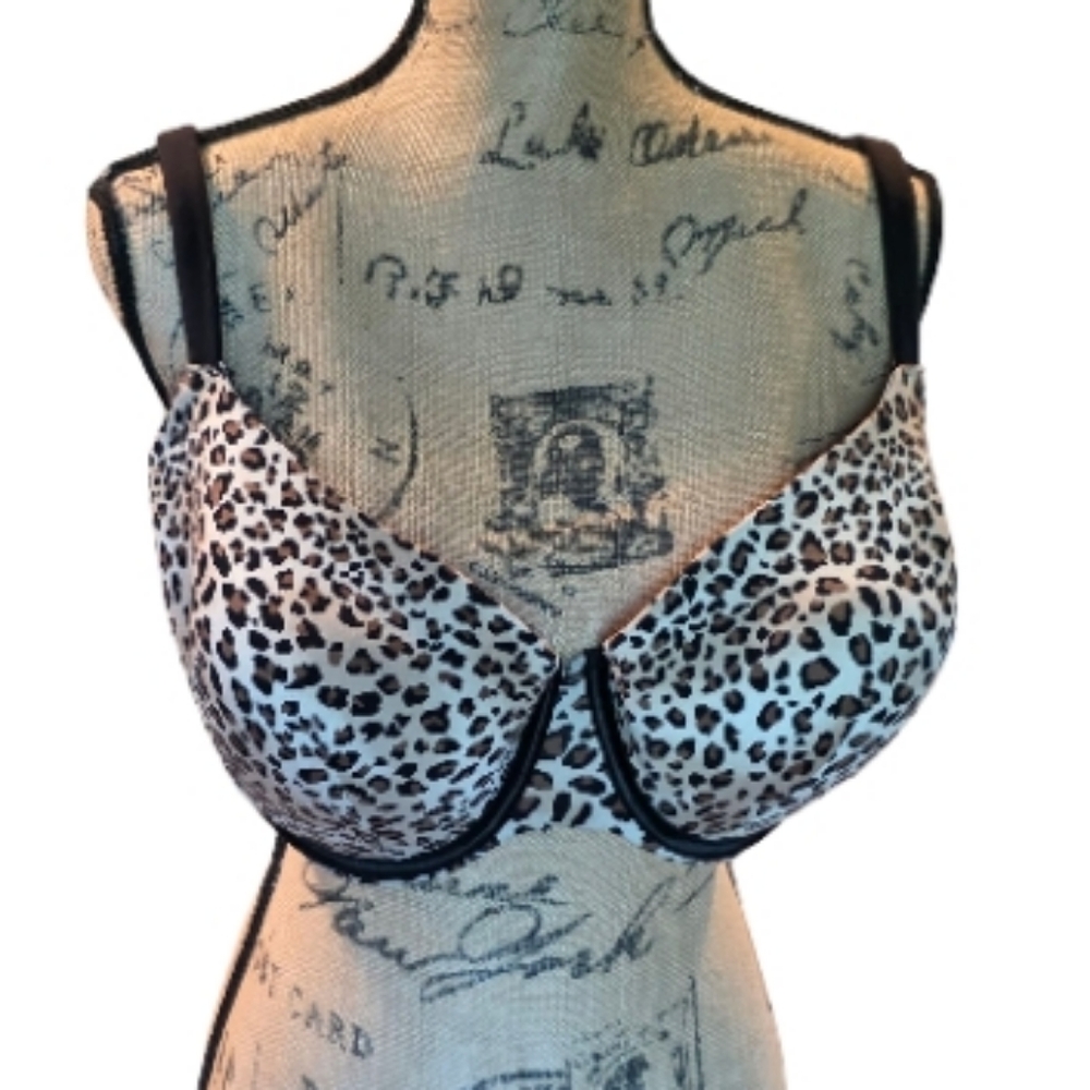 Cacique Leopard Print Women's Full Coverage Lightly Padded Bra Size 40F